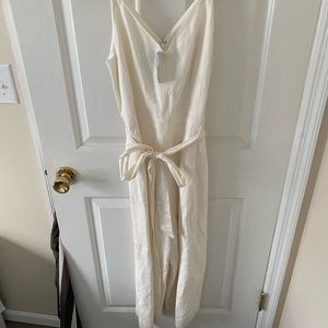 LOFT NWT cream linen wide leg jumpsuit
